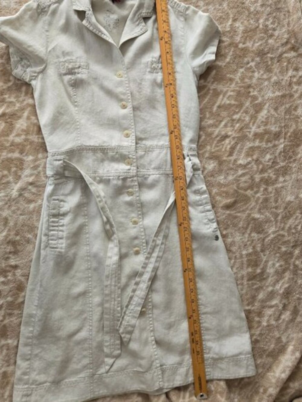 Olsen Europe Linen Button‑Front Shirtdress - US 4 - Oatmeal - Picture 9 of 9
